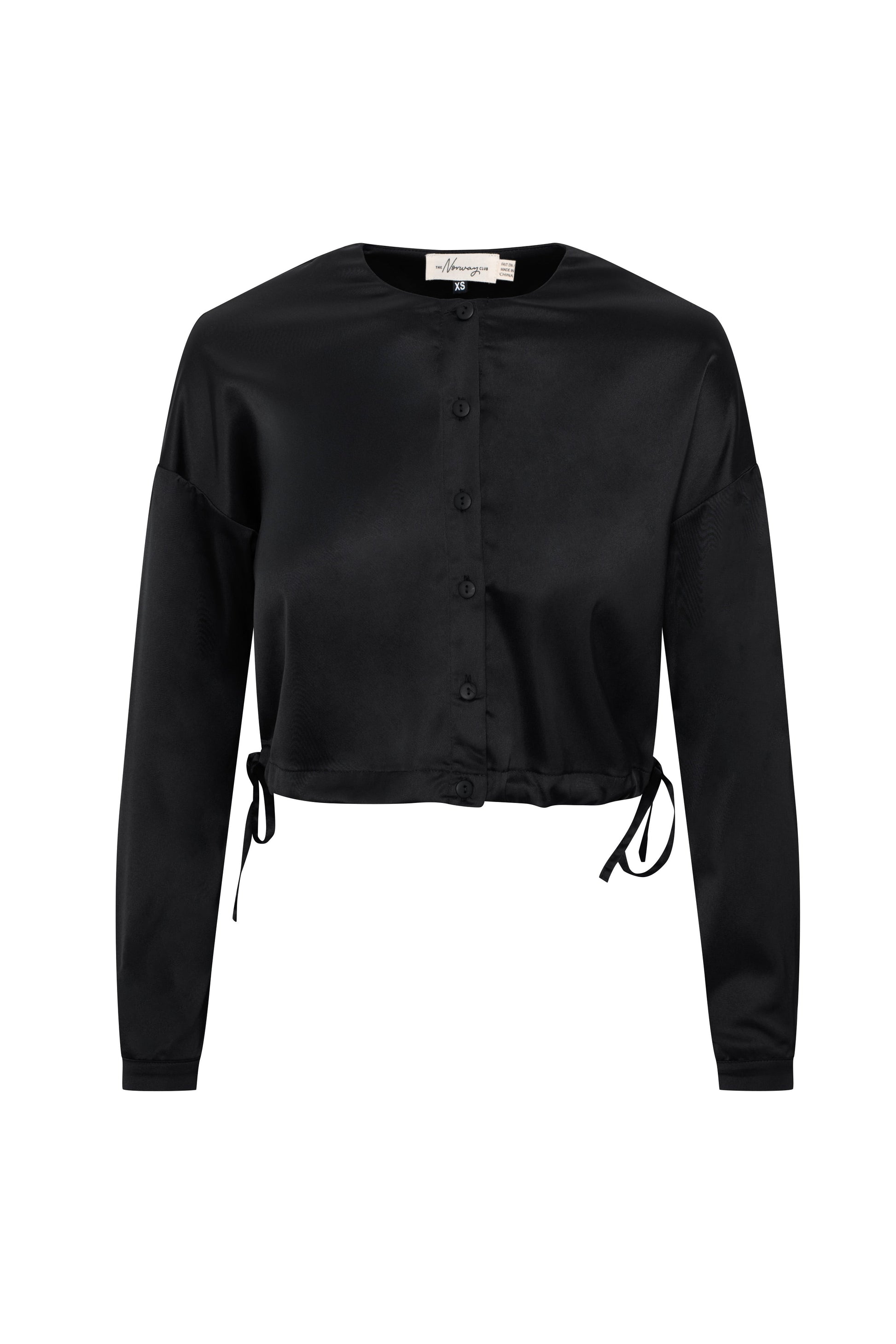 Satin Tie Blouse Black