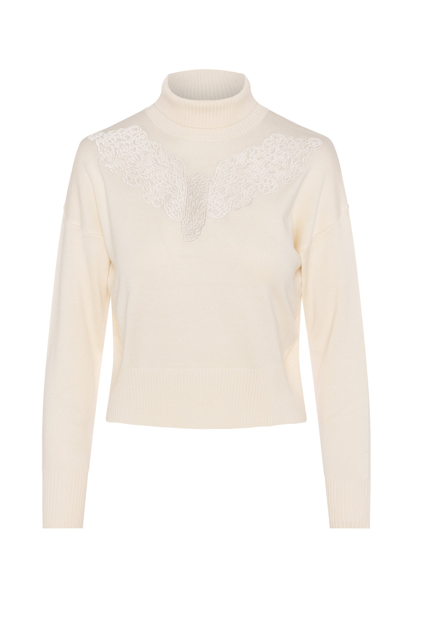 Cropped Knit Turtle Neck Cream