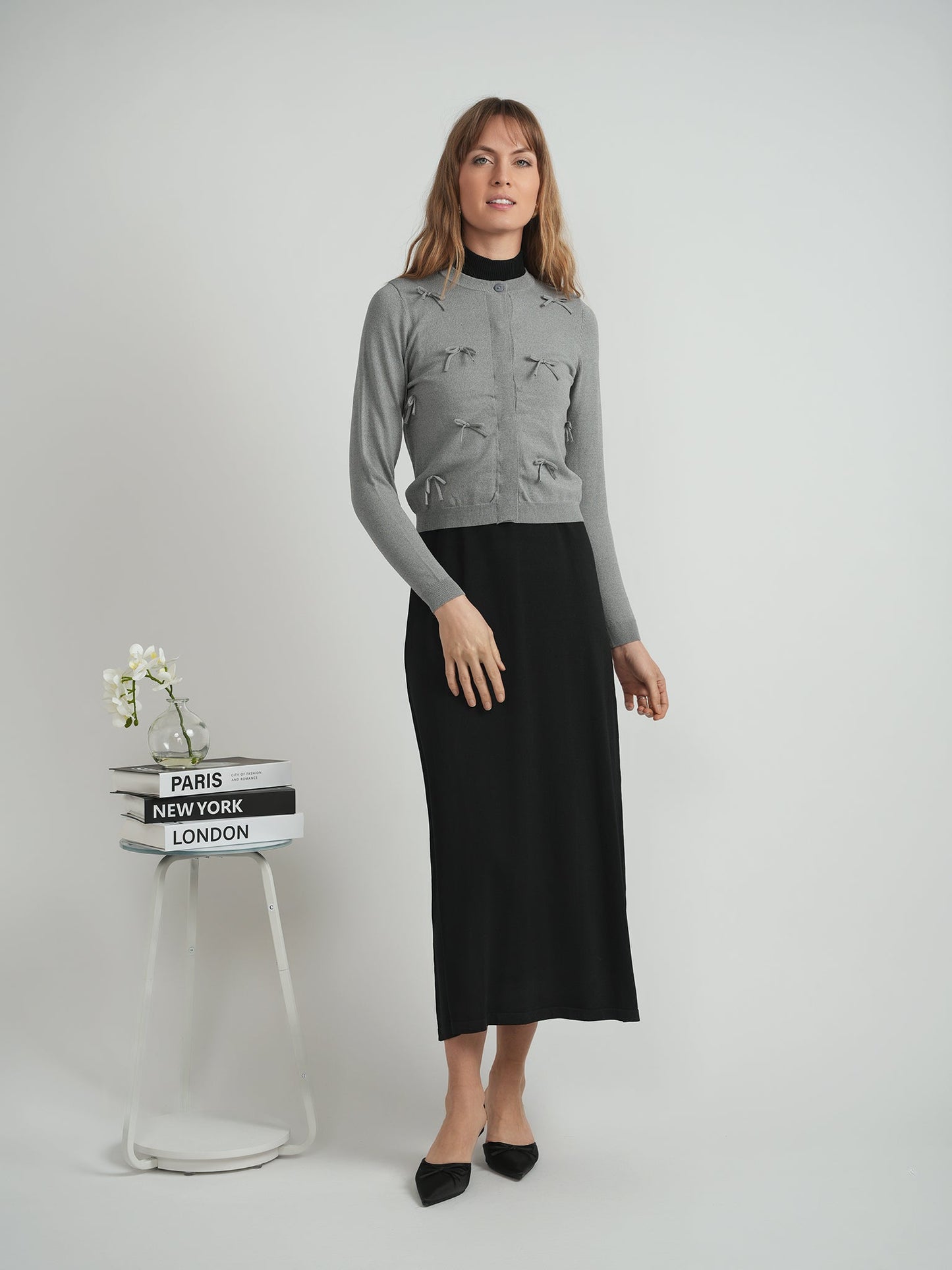 Cropped Bow Cardigan