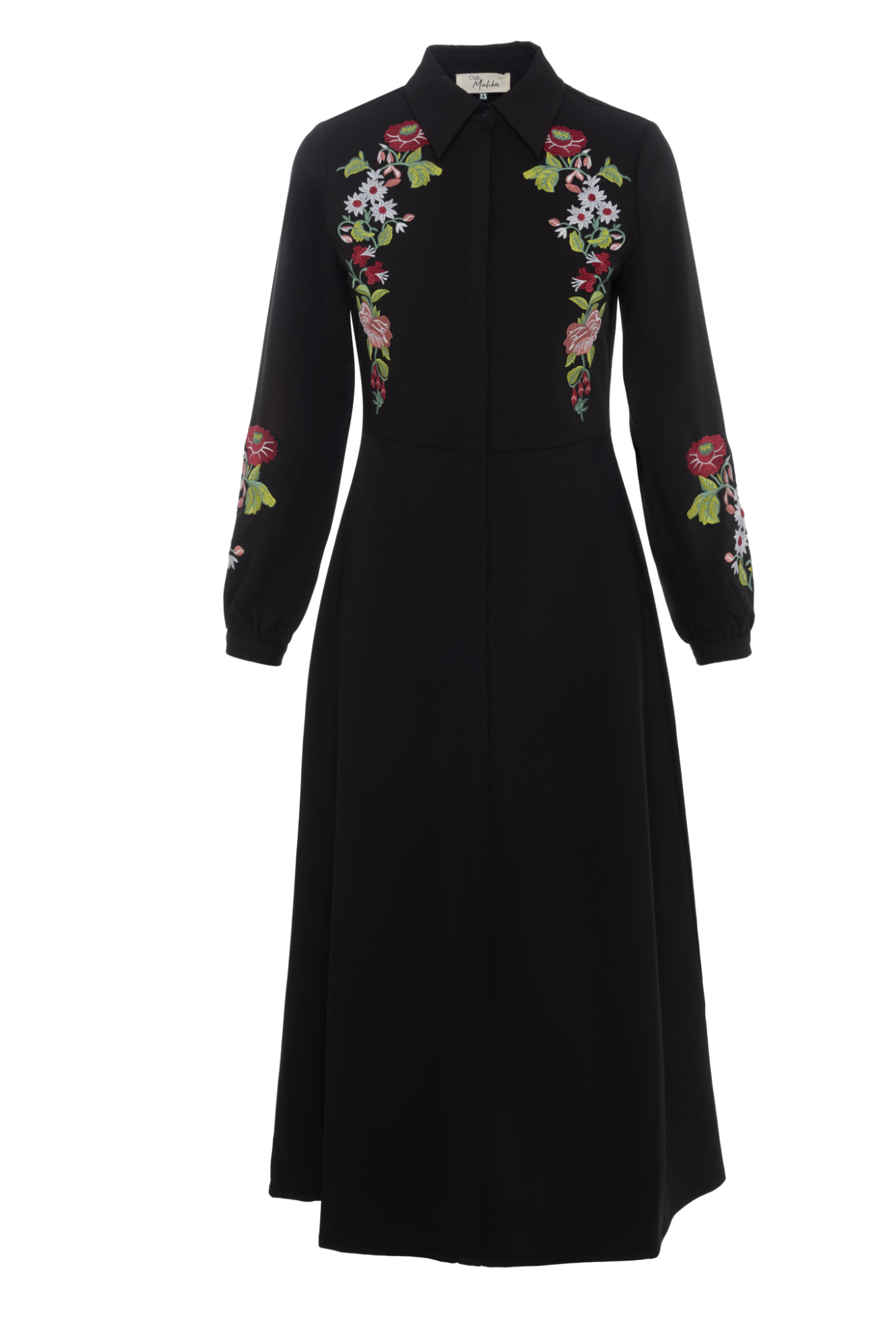 Embroidered Shirt Dress Black