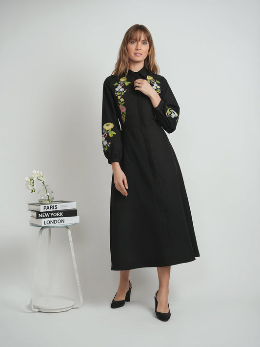 Embroidered Shirt Dress