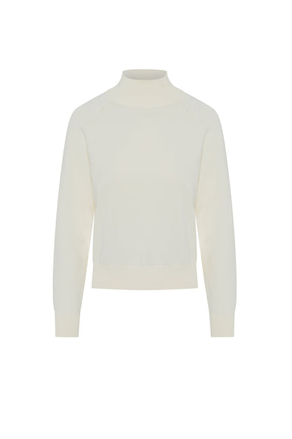 Raglan Sleeves Mock Neck Sweater Cream