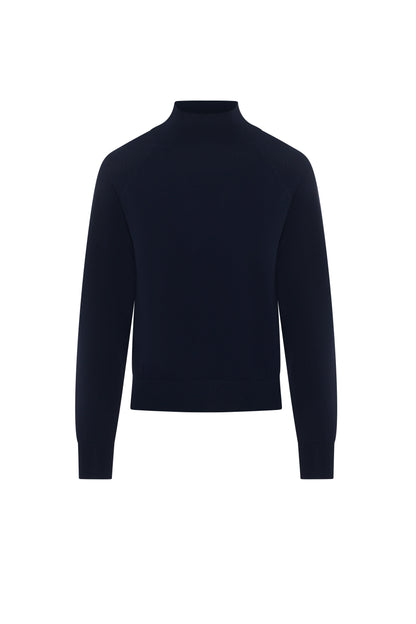 Raglan Sleeves Mock Neck Sweater Dark Navy