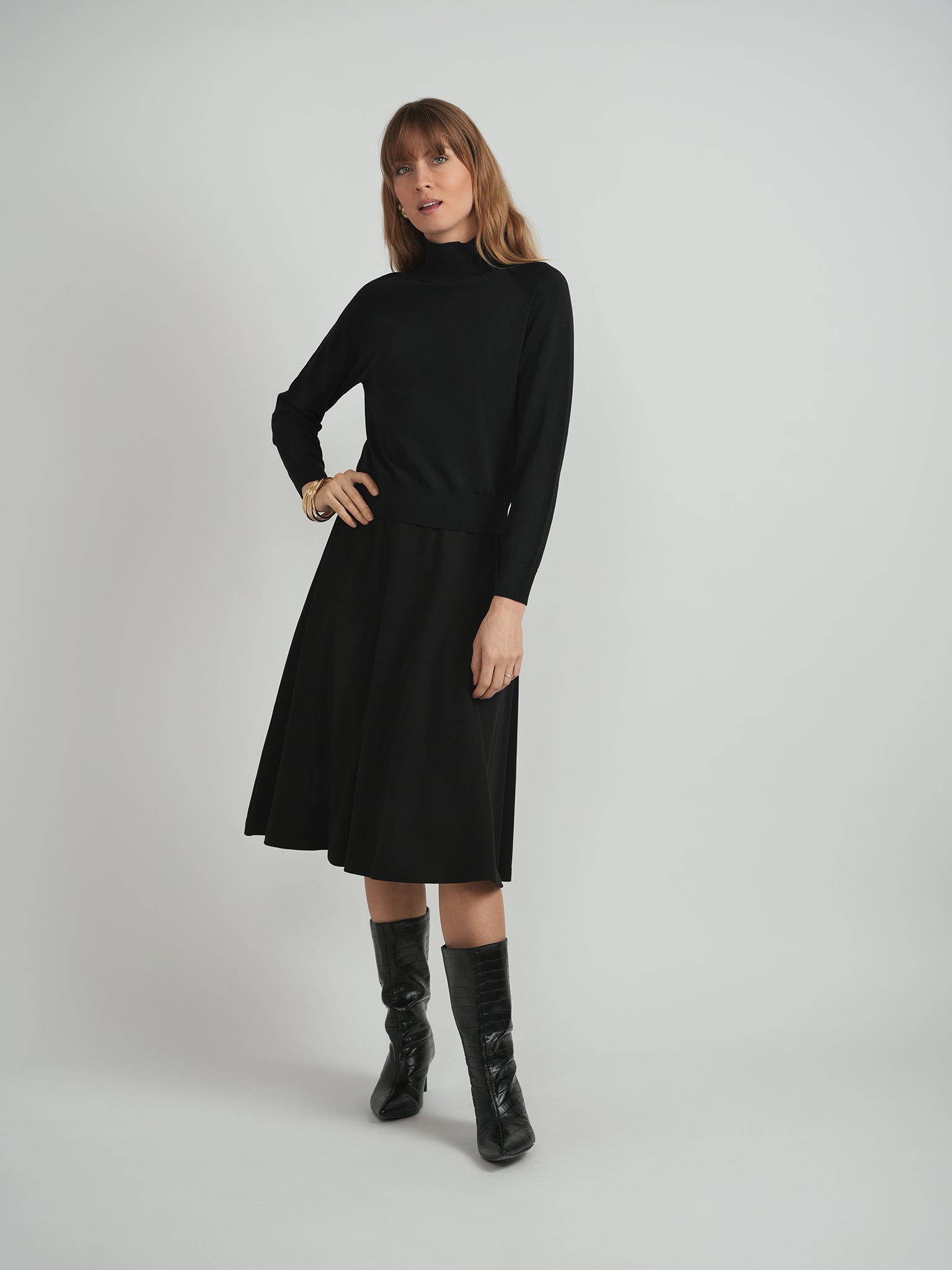 Raglan Sleeves Mock Neck Sweater