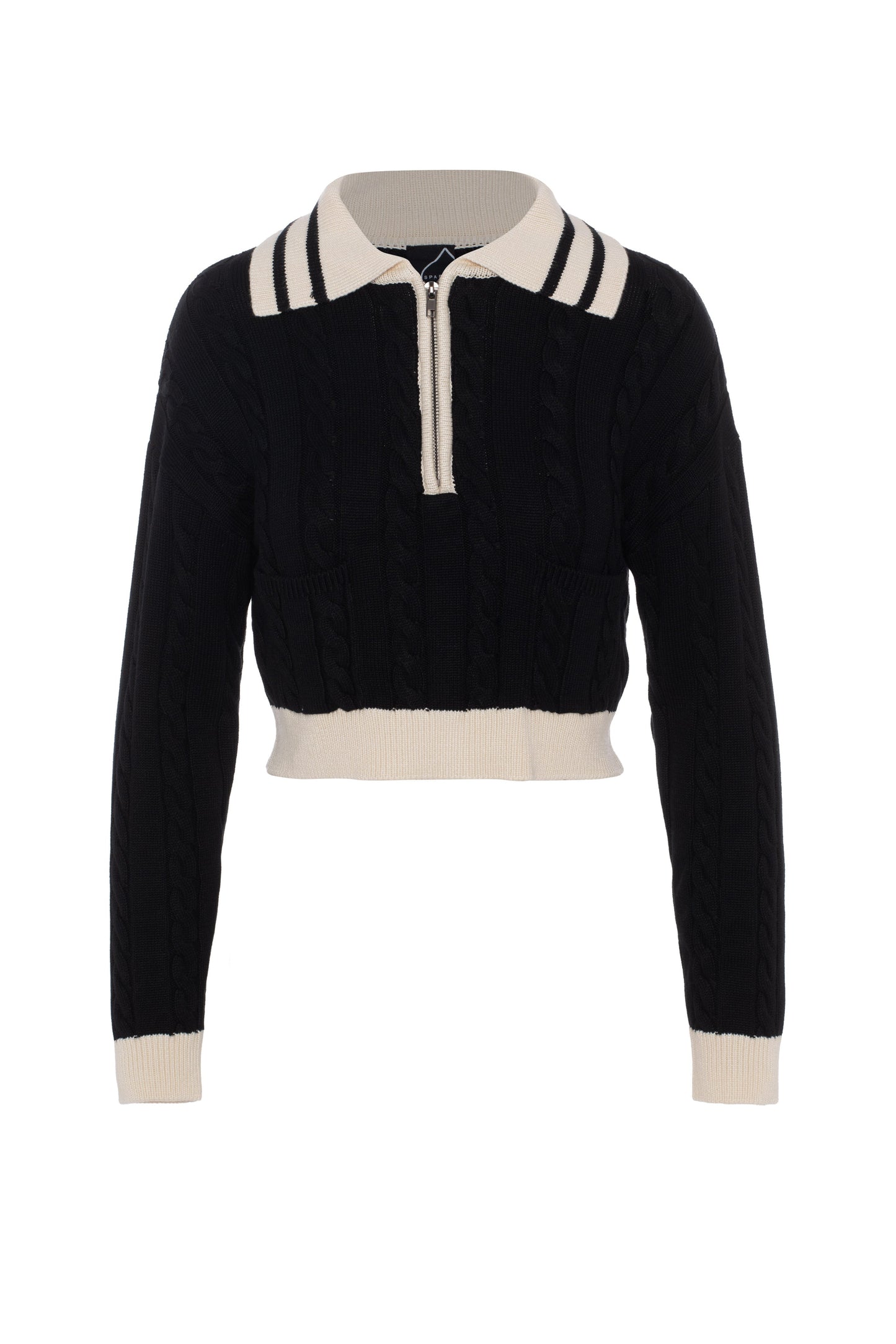 Cable Dolman Henley Sweater Black