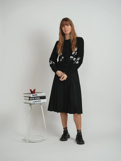 Embroidered Cropped Cardigan