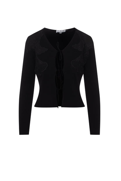 Knit Lace Cardigan Black