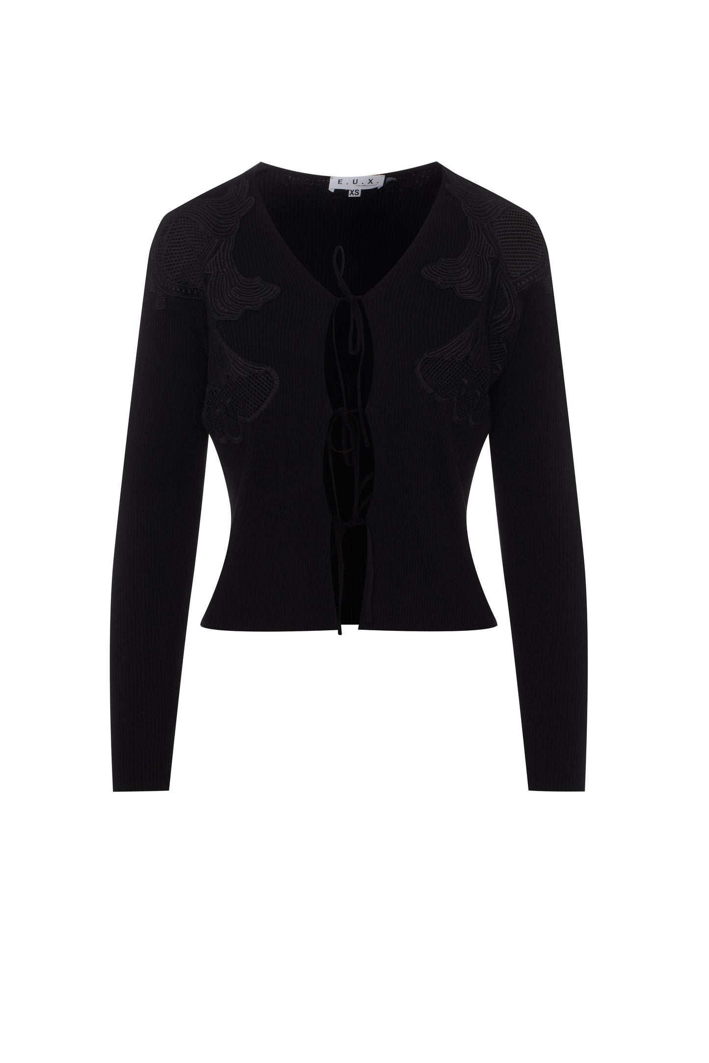 Knit Lace Cardigan Black