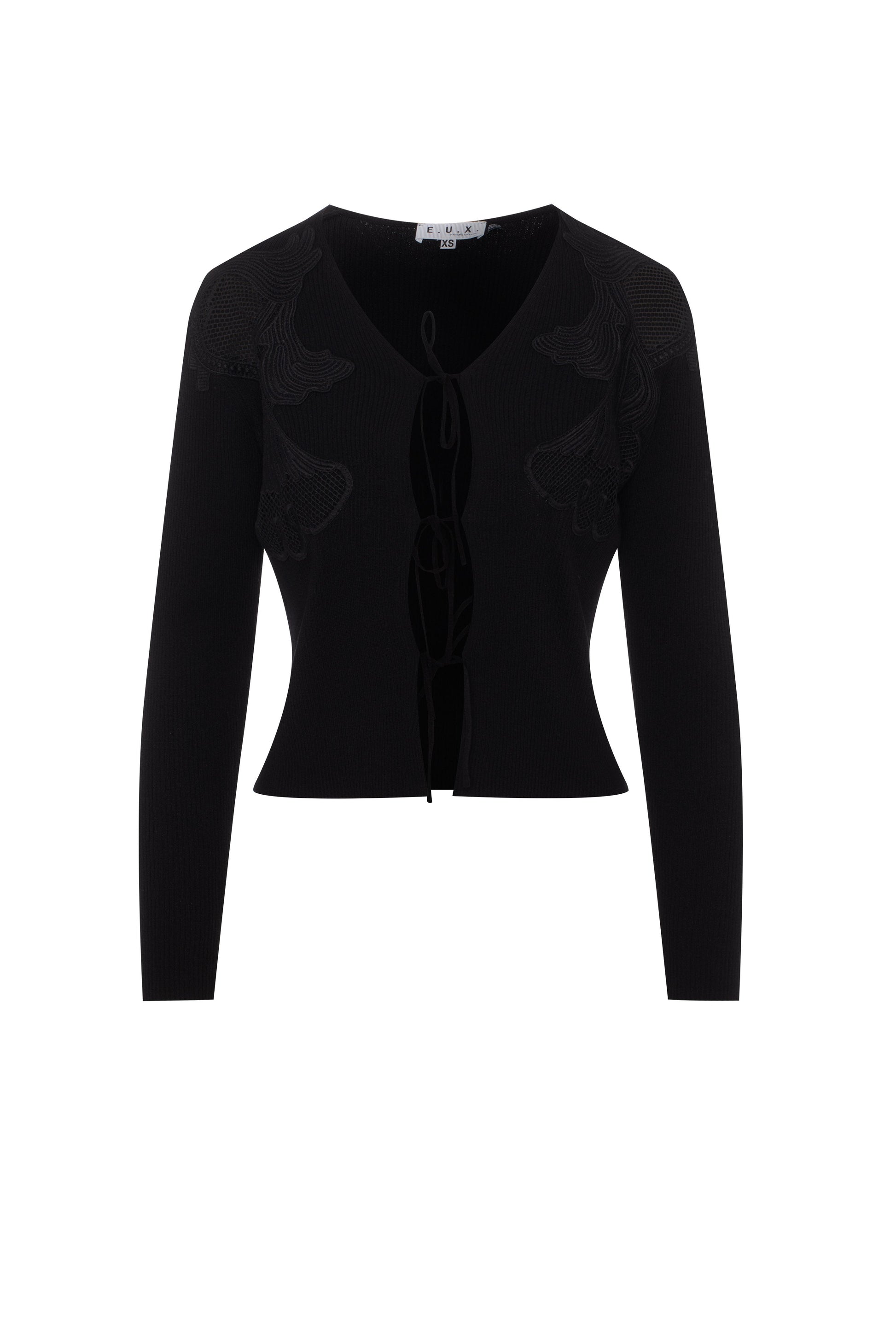 Knit Lace Cardigan Black