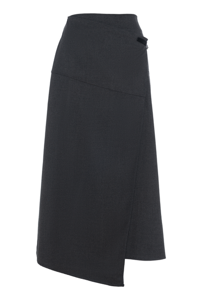 Wool Wrap Skirt Charcoal
