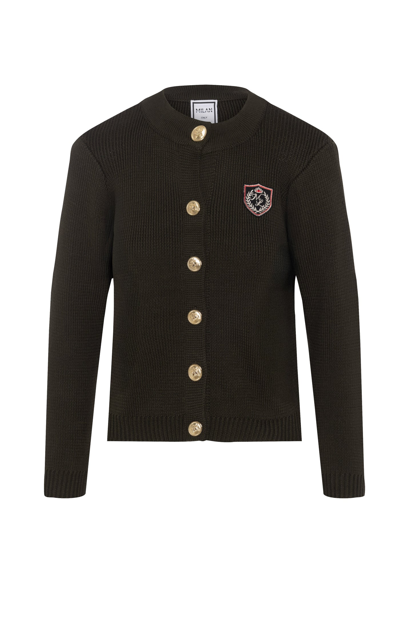 Emblem Knit Cardigan Dark Olive