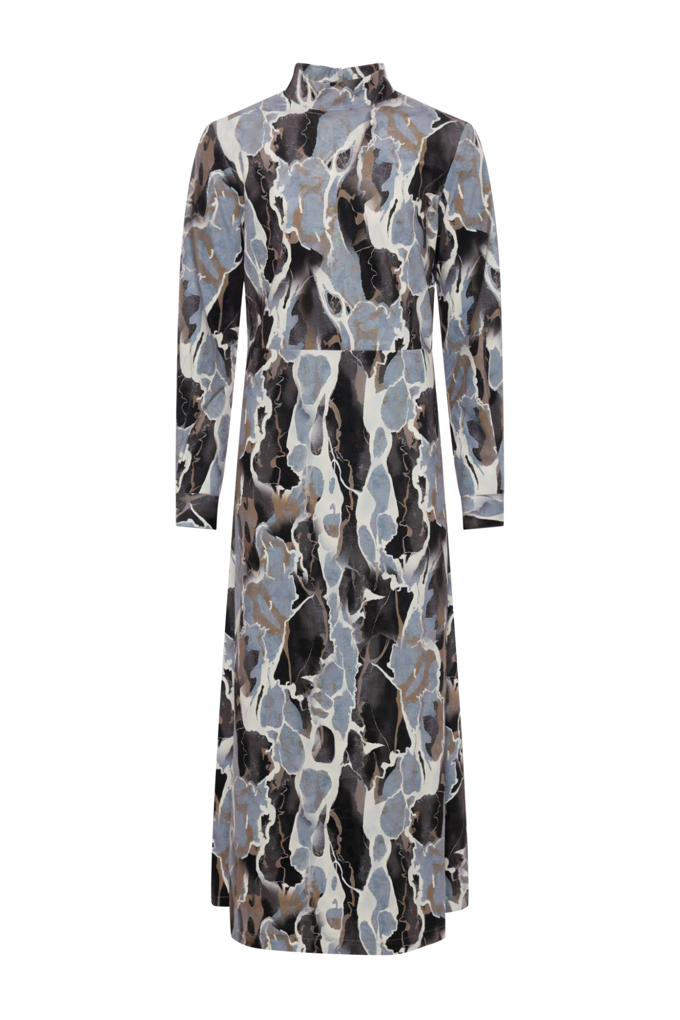 Velvet Printed Midi Mock Neck Dress