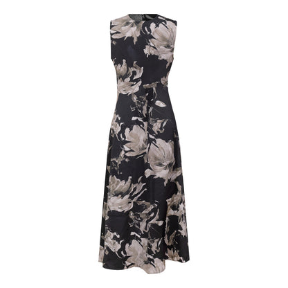 Satin Floral Jumper Black Ash