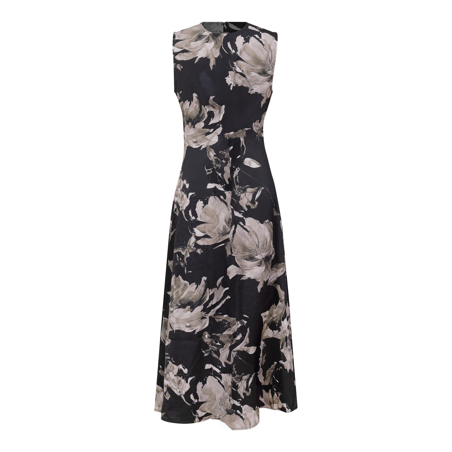 Satin Floral Jumper Black Ash