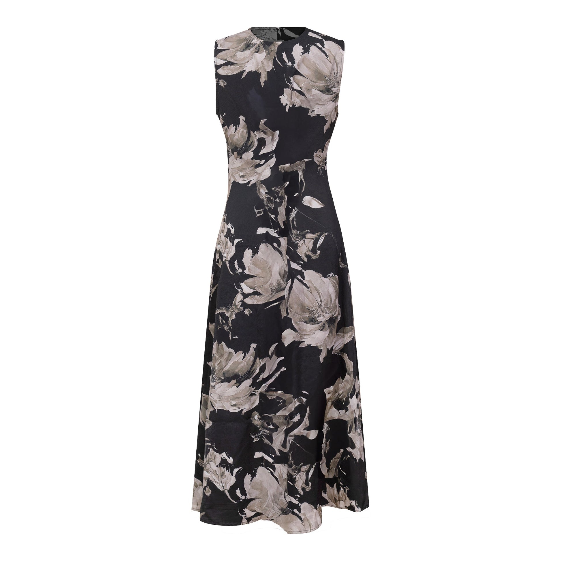 Satin Floral Jumper Black Ash