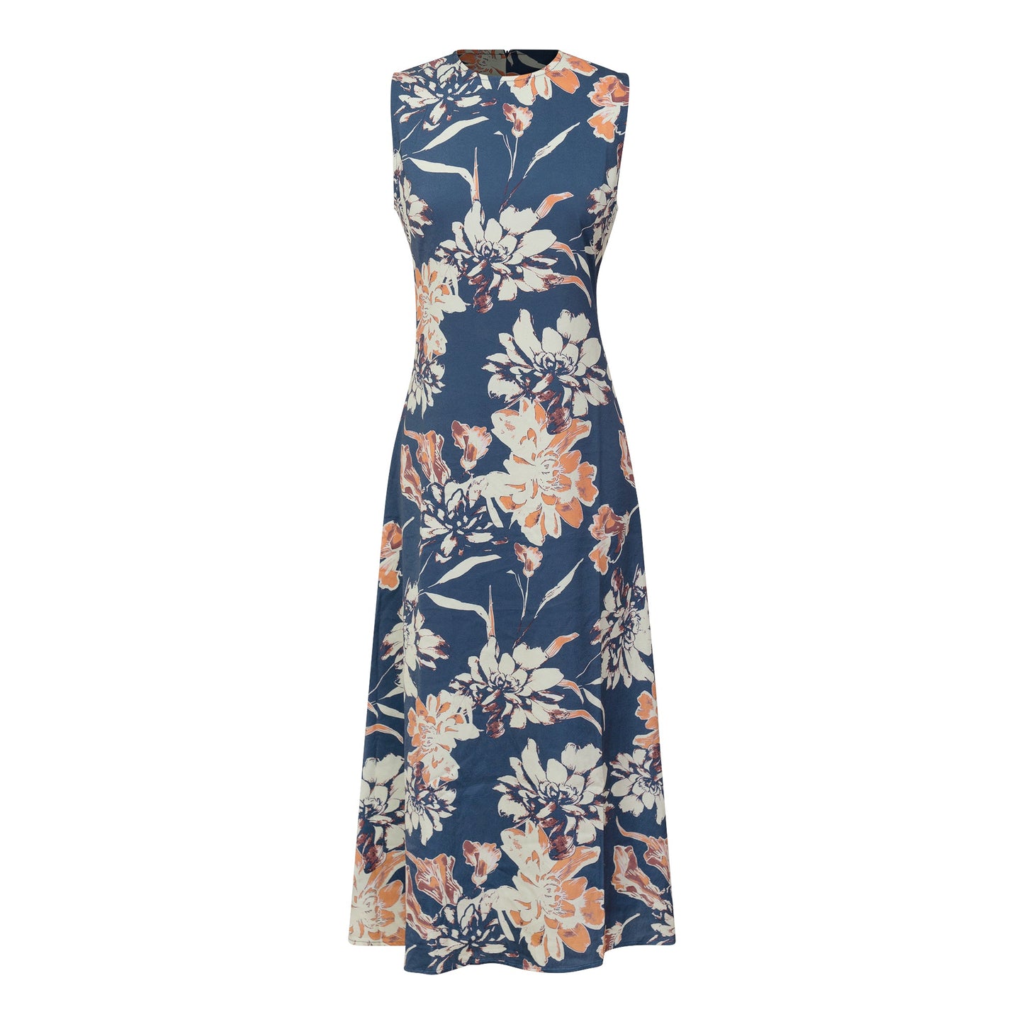 Satin Floral Jumper Midnight Blue Rust