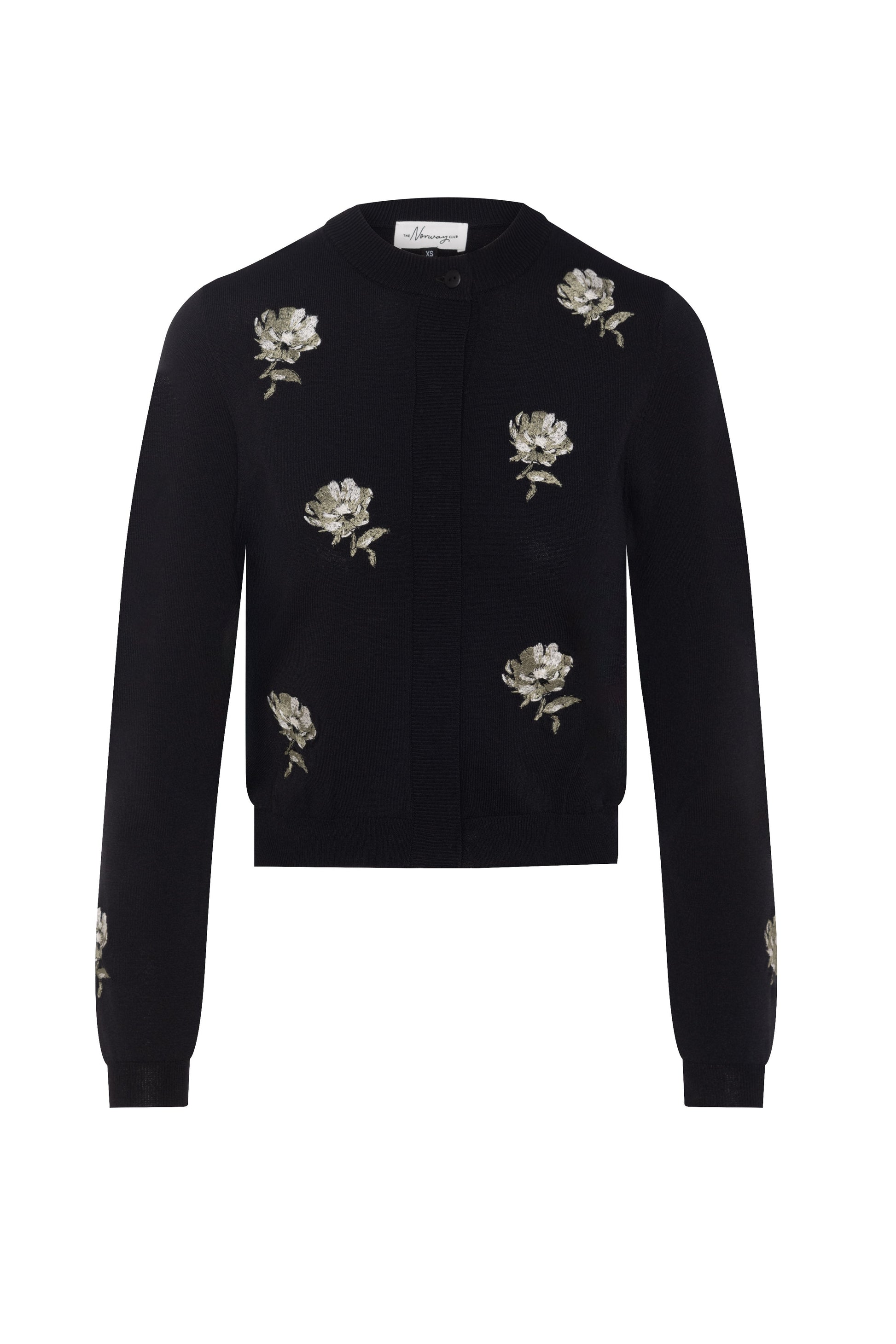 Embroidered Knit Cropped Cardigan Black Ash