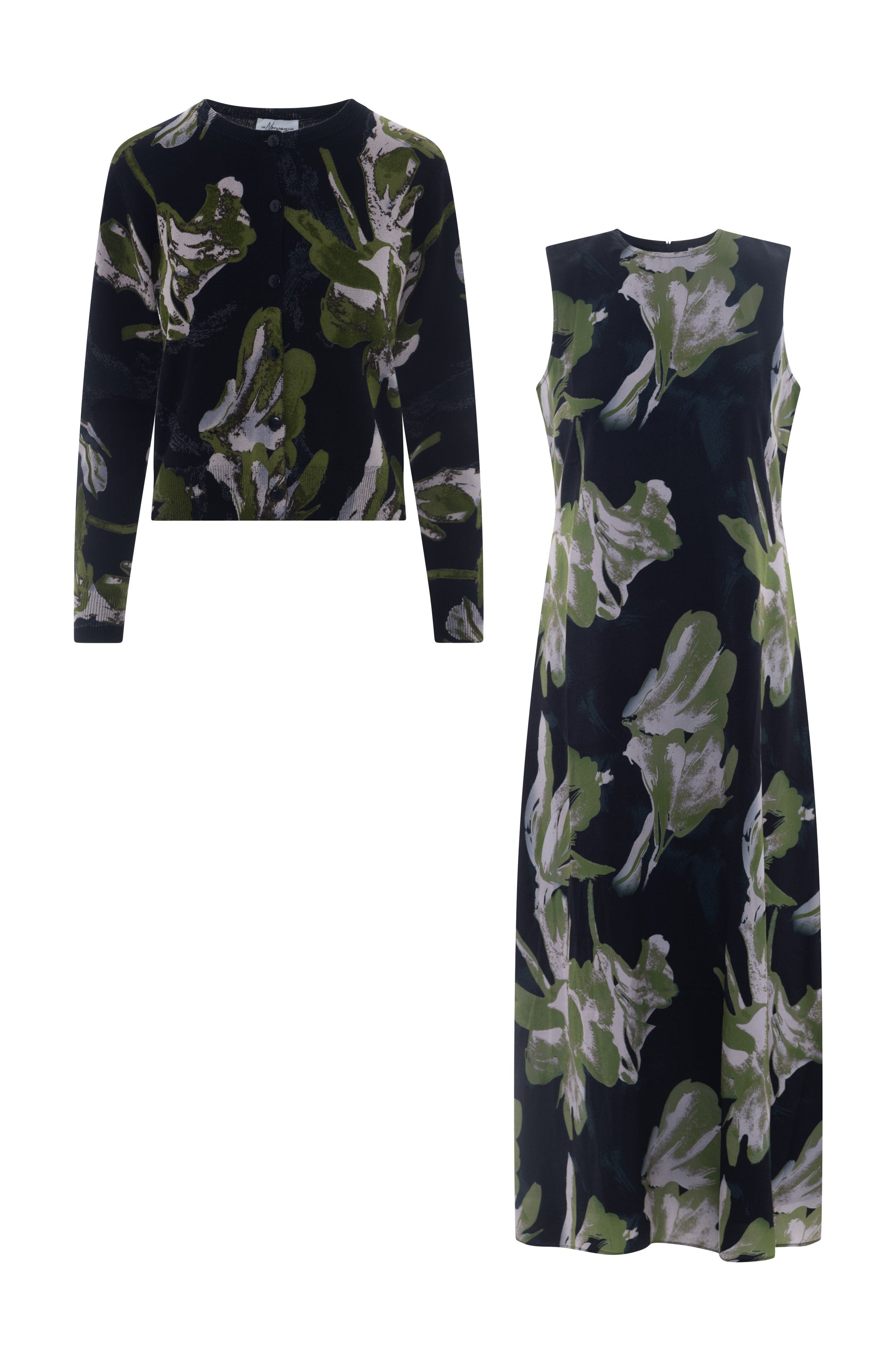 Printed Maxi Jumper Sweater Set Black Olive