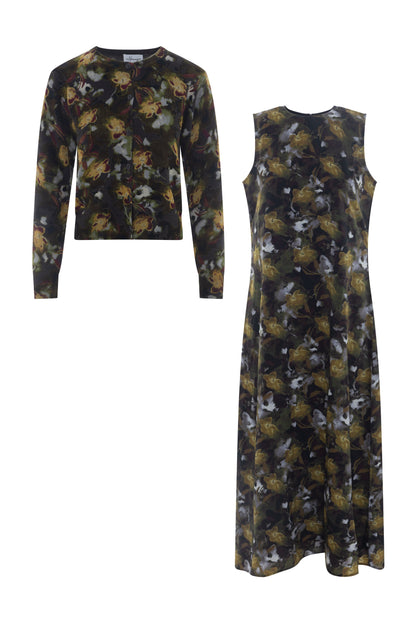 Printed Maxi Jumper Sweater Set Olive Floral