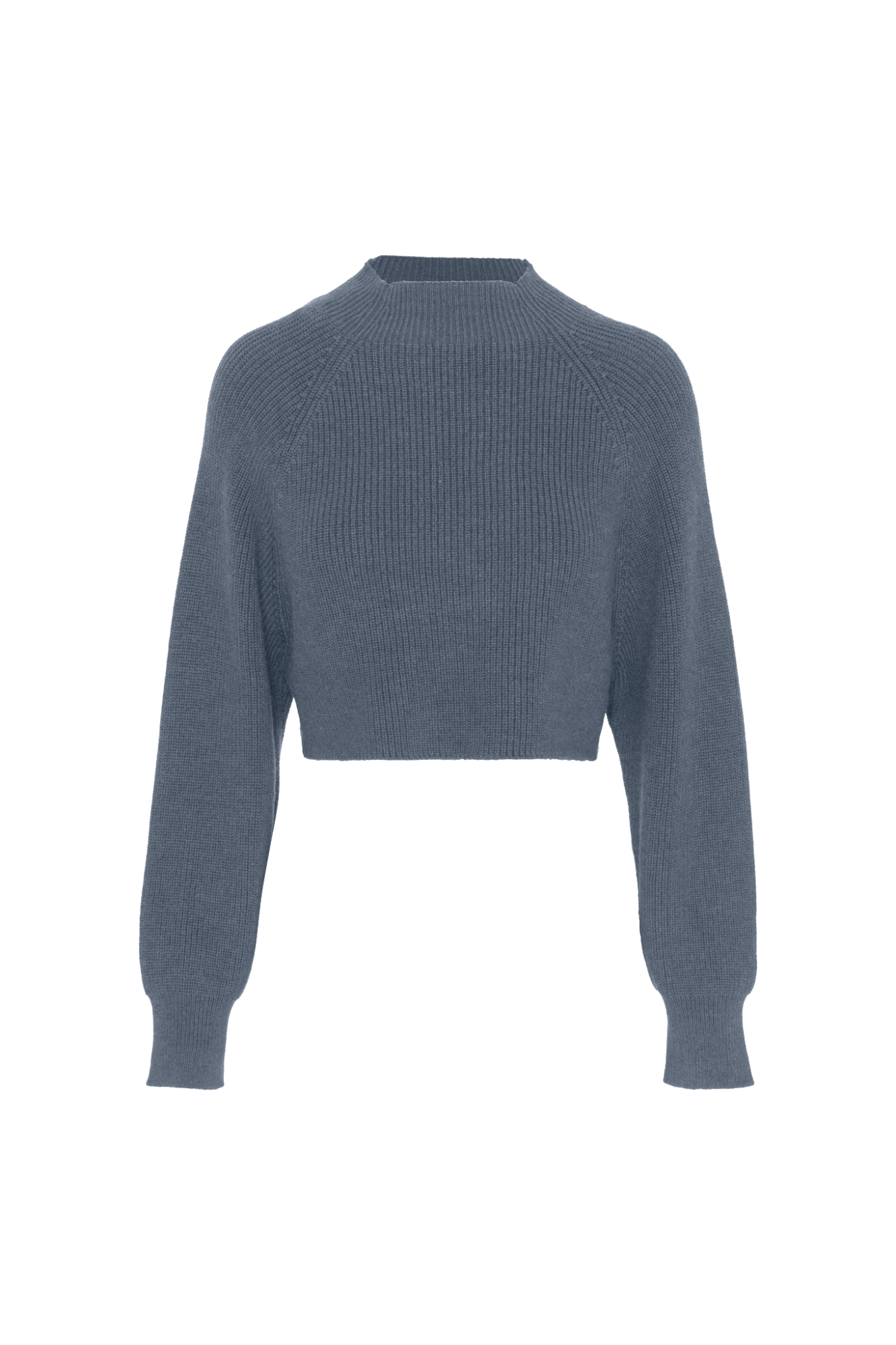 Cropped Raglan Knit Sweater Dark Grey Mix