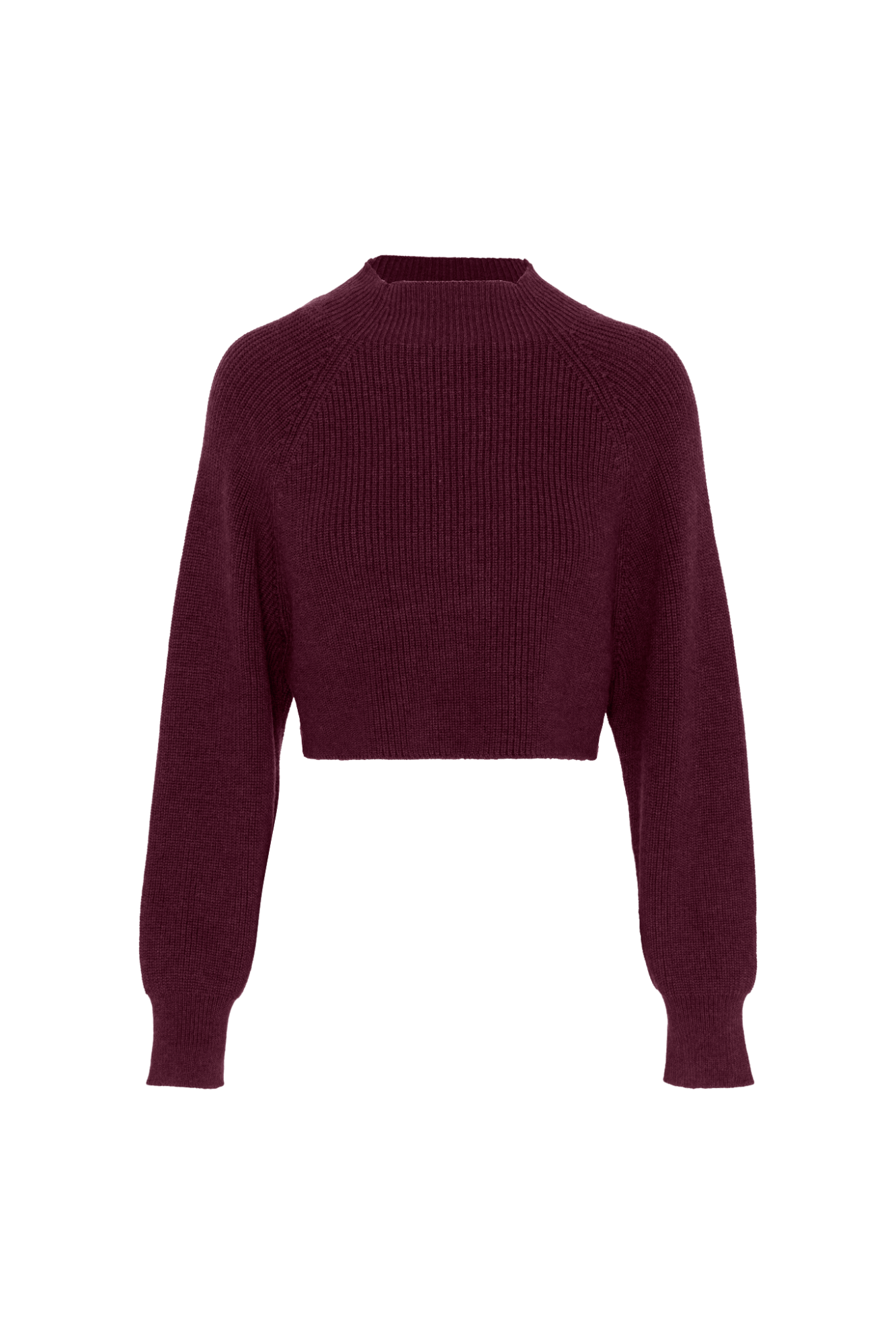 Cropped Raglan Knit Sweater Eggplant