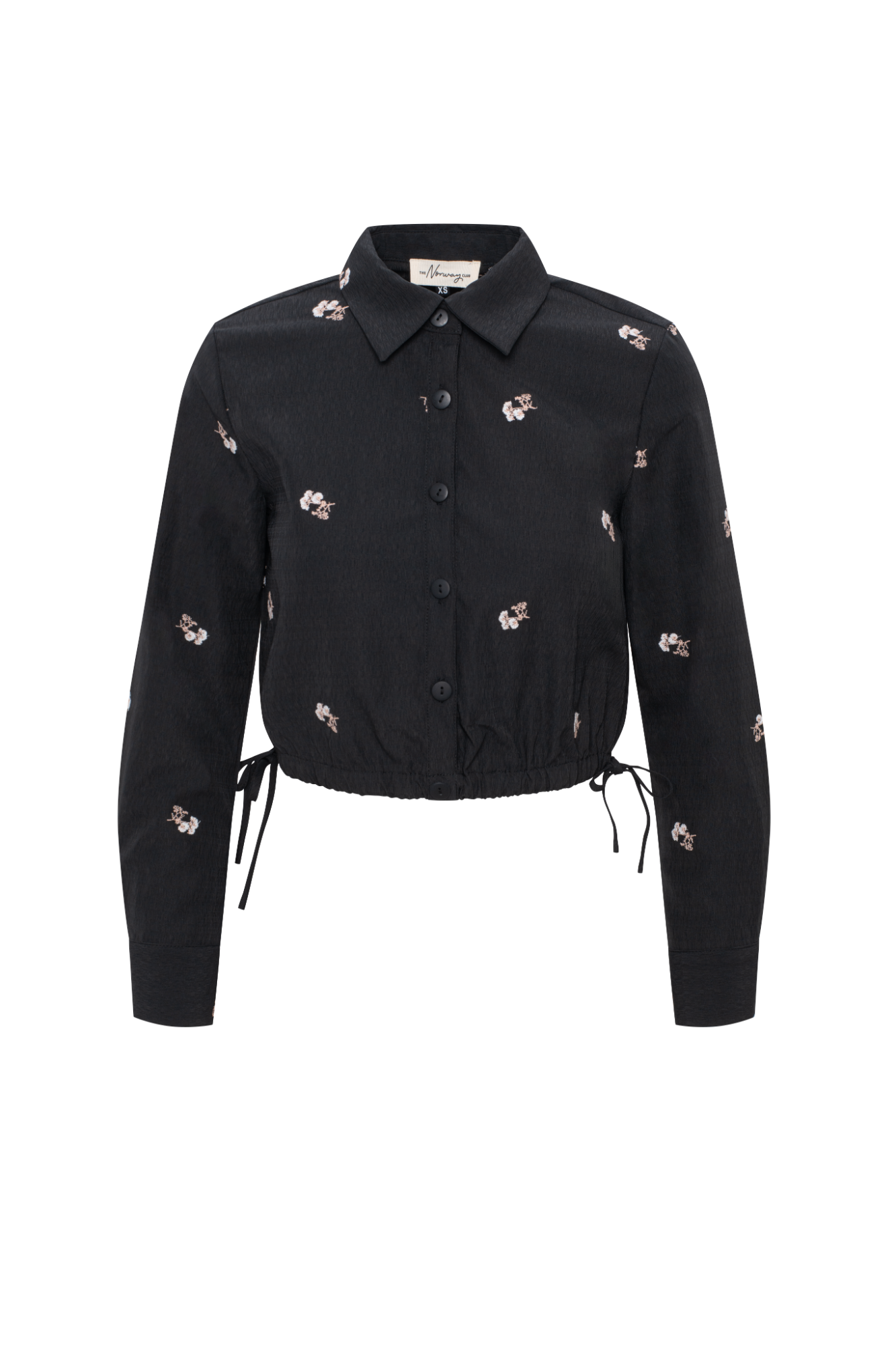 Embroidered Crape Strings Blouse Black