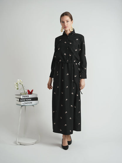 Embroidered Crape Strings Blouse