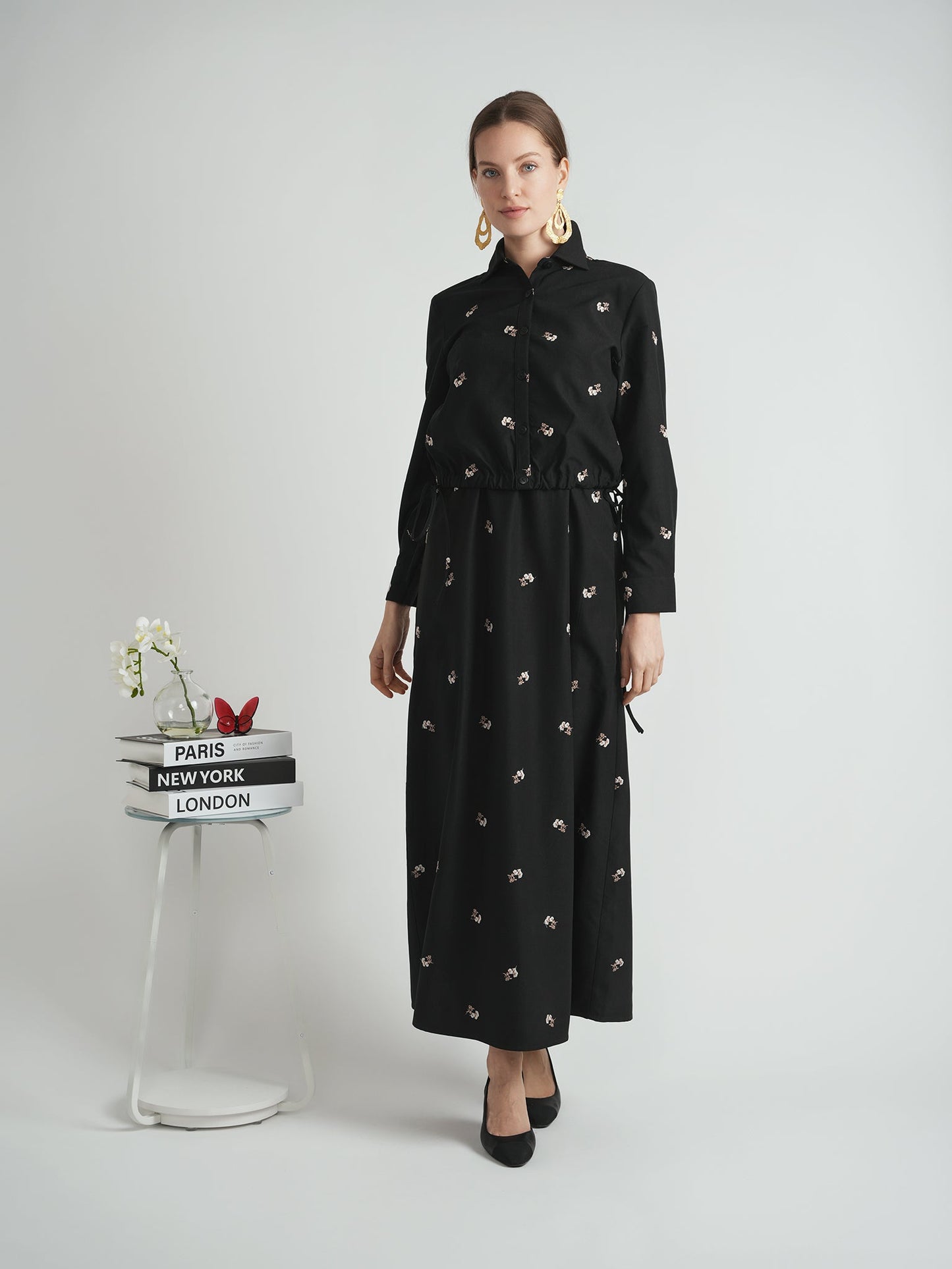 Embroidered Crape Strings Blouse