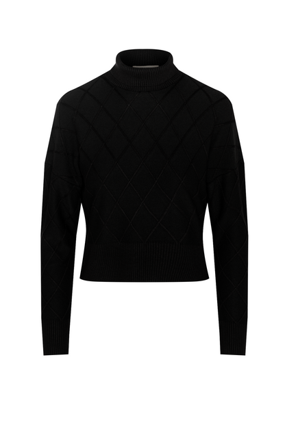 Argile Cropped Mock Neck Sweater Black
