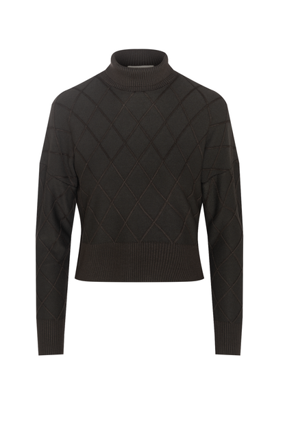 Argile Cropped Mock Neck Sweater Dark Olive