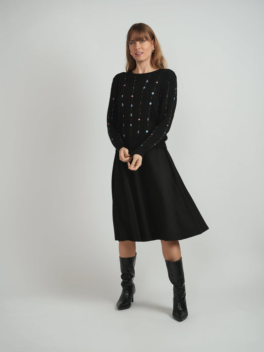 Embroidered Cable Sweater