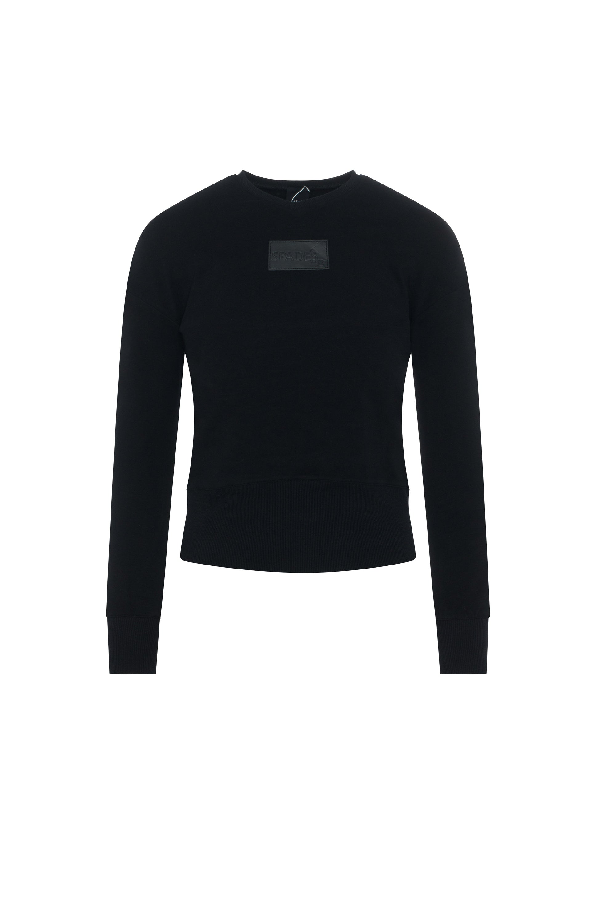 V Neck Sweat Shirt Rib Combo Black