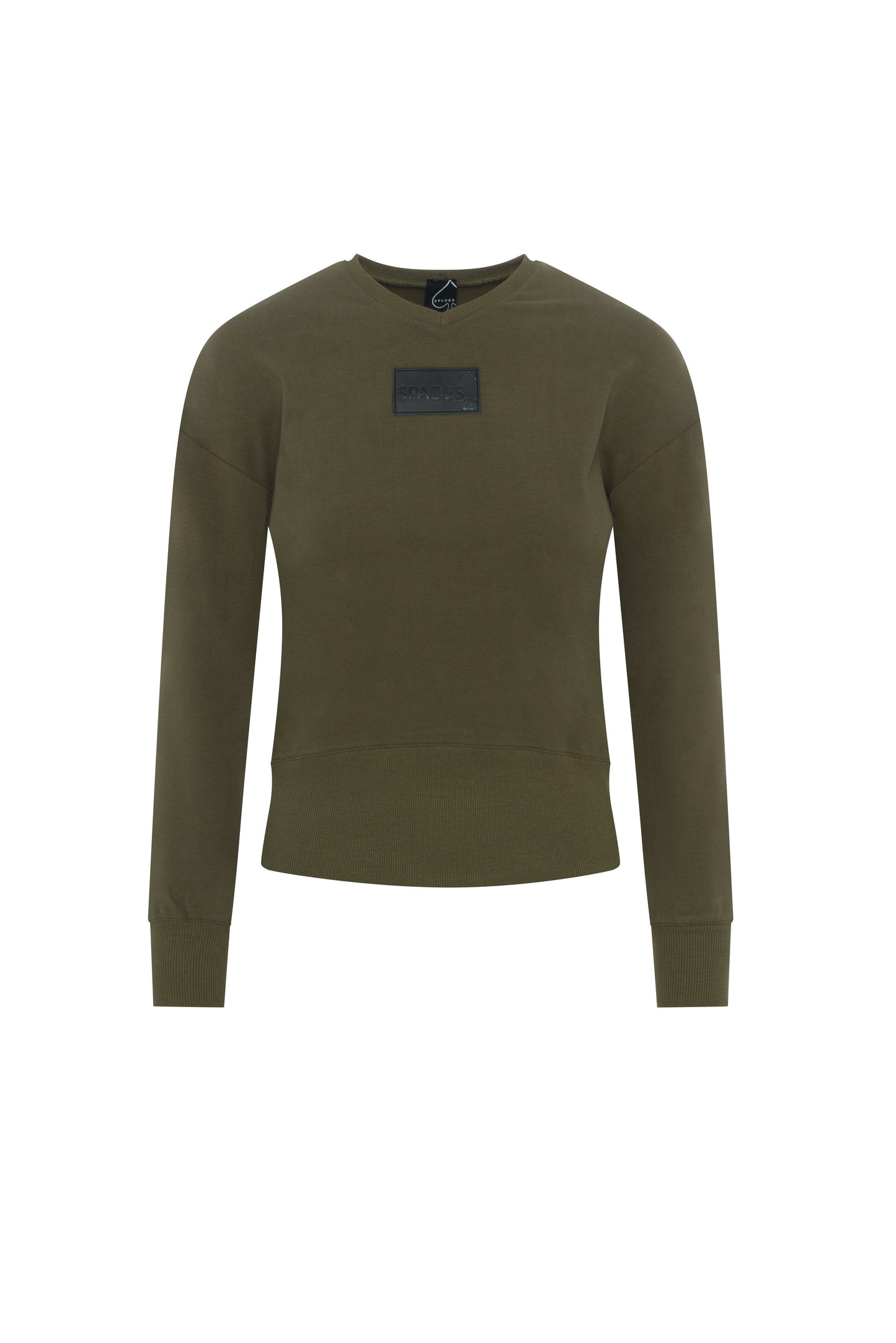 V Neck Sweat Shirt Rib Combo Dark Olive