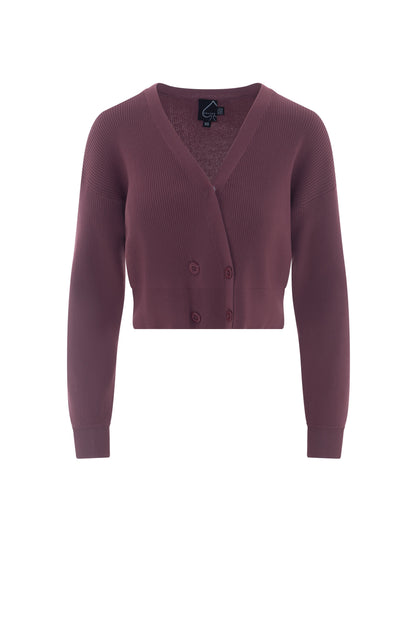 Double Breasted Cropped Knit Cardigan Light Champagne