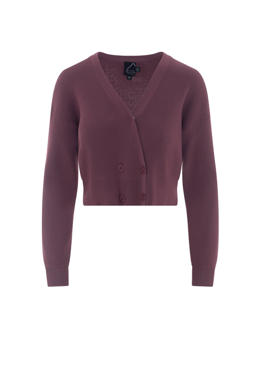 Double Breasted Cropped Knit Cardigan Light Champagne