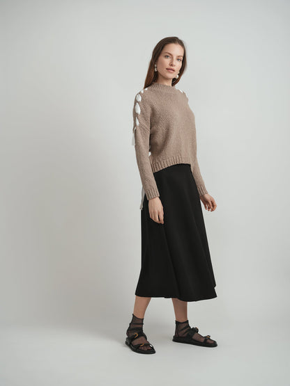 Mock Neck Ribbon Sweater