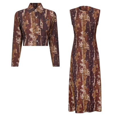 Linen Printed Jumper Set Rust