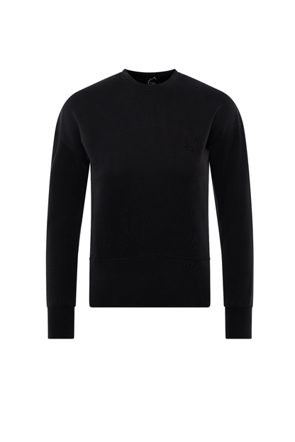 Ribbed Embroidery Sweatshirt Black