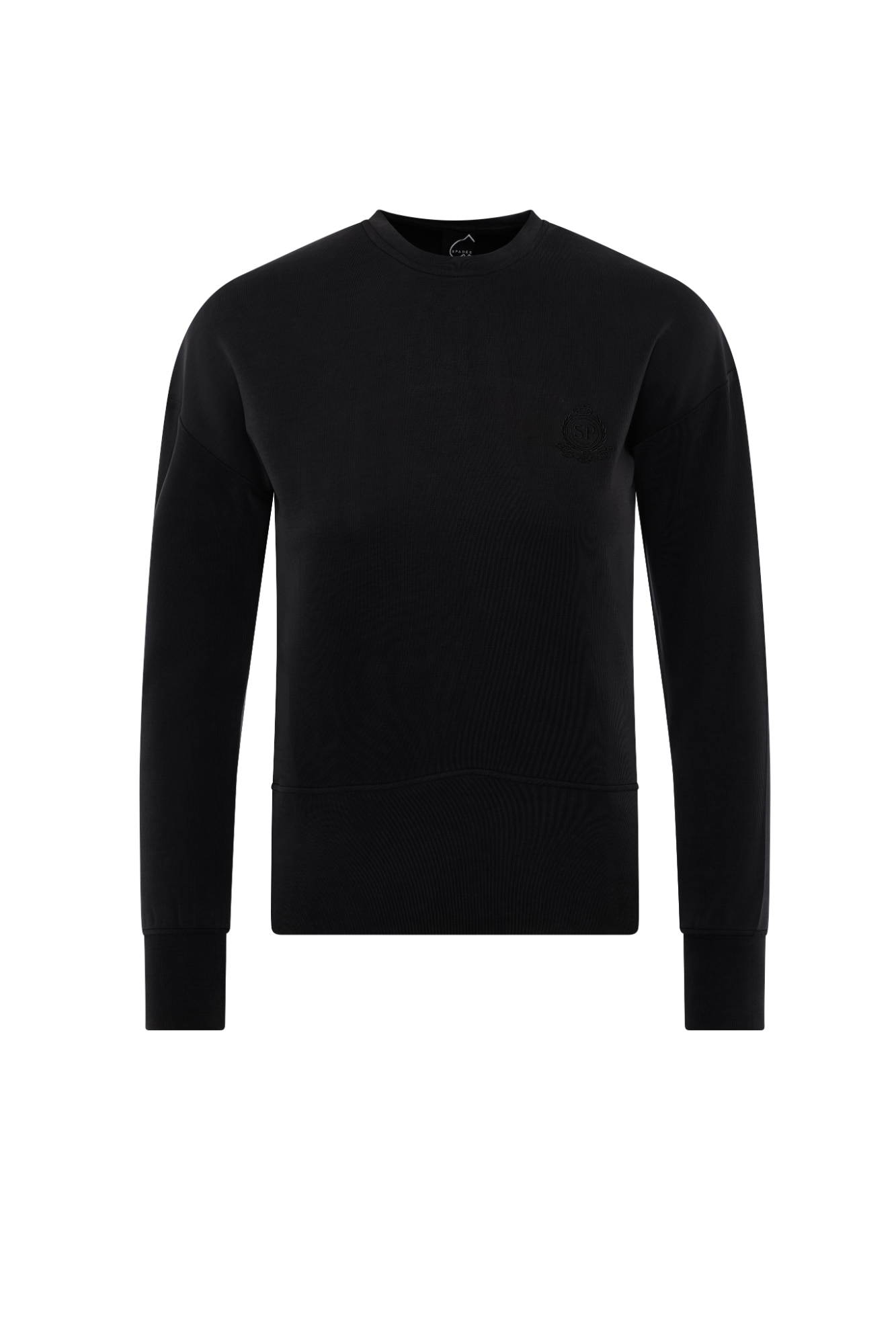 Ribbed Embroidery Sweatshirt Black