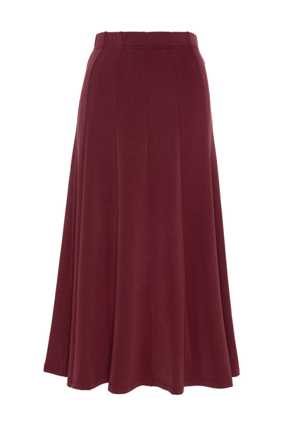 Ribbed Paneled Midi Skirt Burgundy