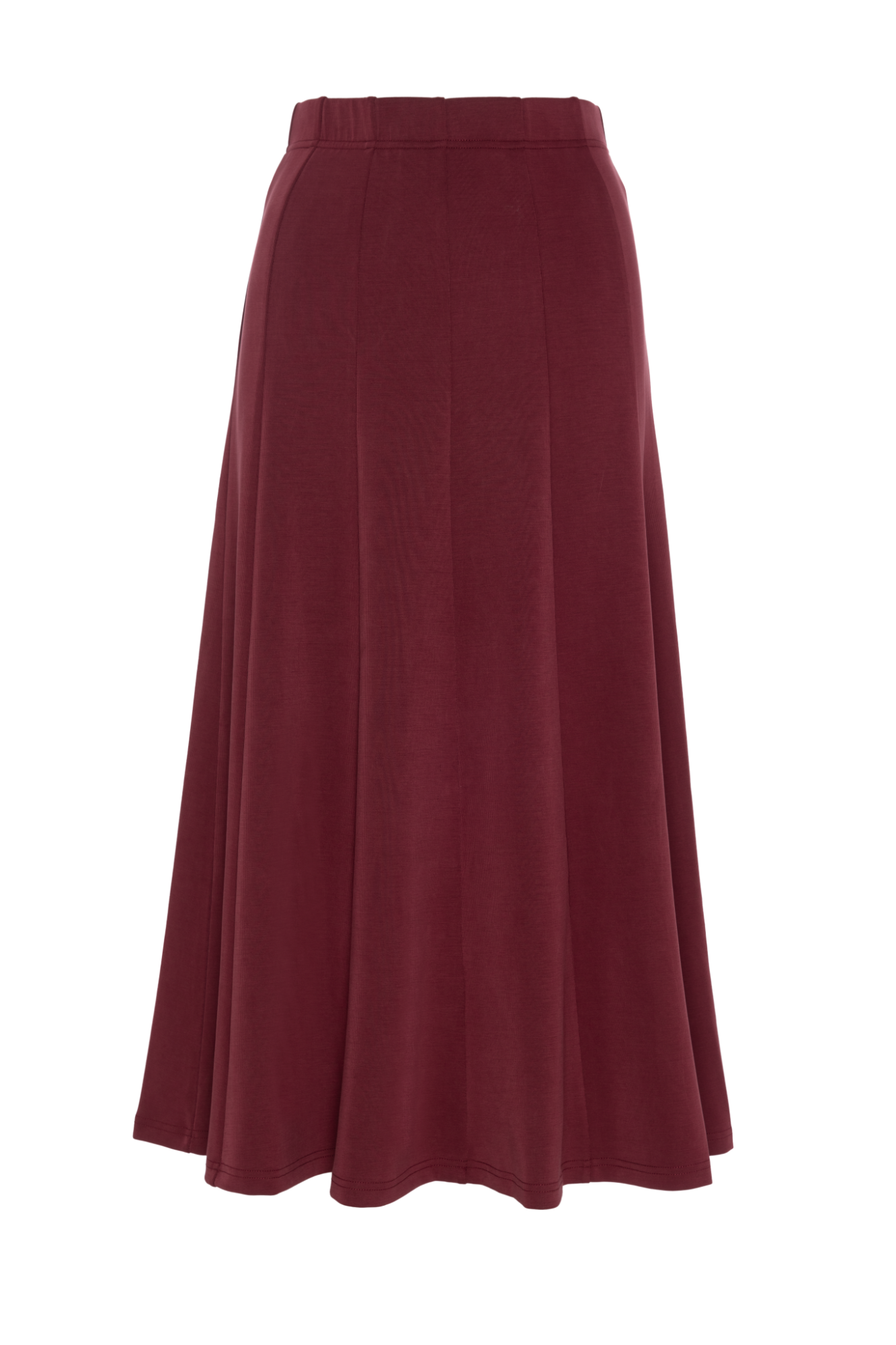 Ribbed Paneled Midi Skirt Burgundy