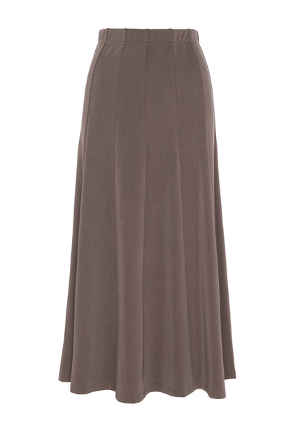 Ribbed Paneled Midi Skirt Mocha
