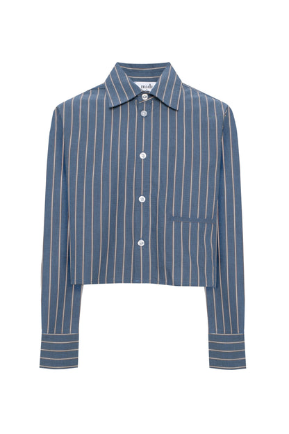 Cropped Stripped Button Down Blouse