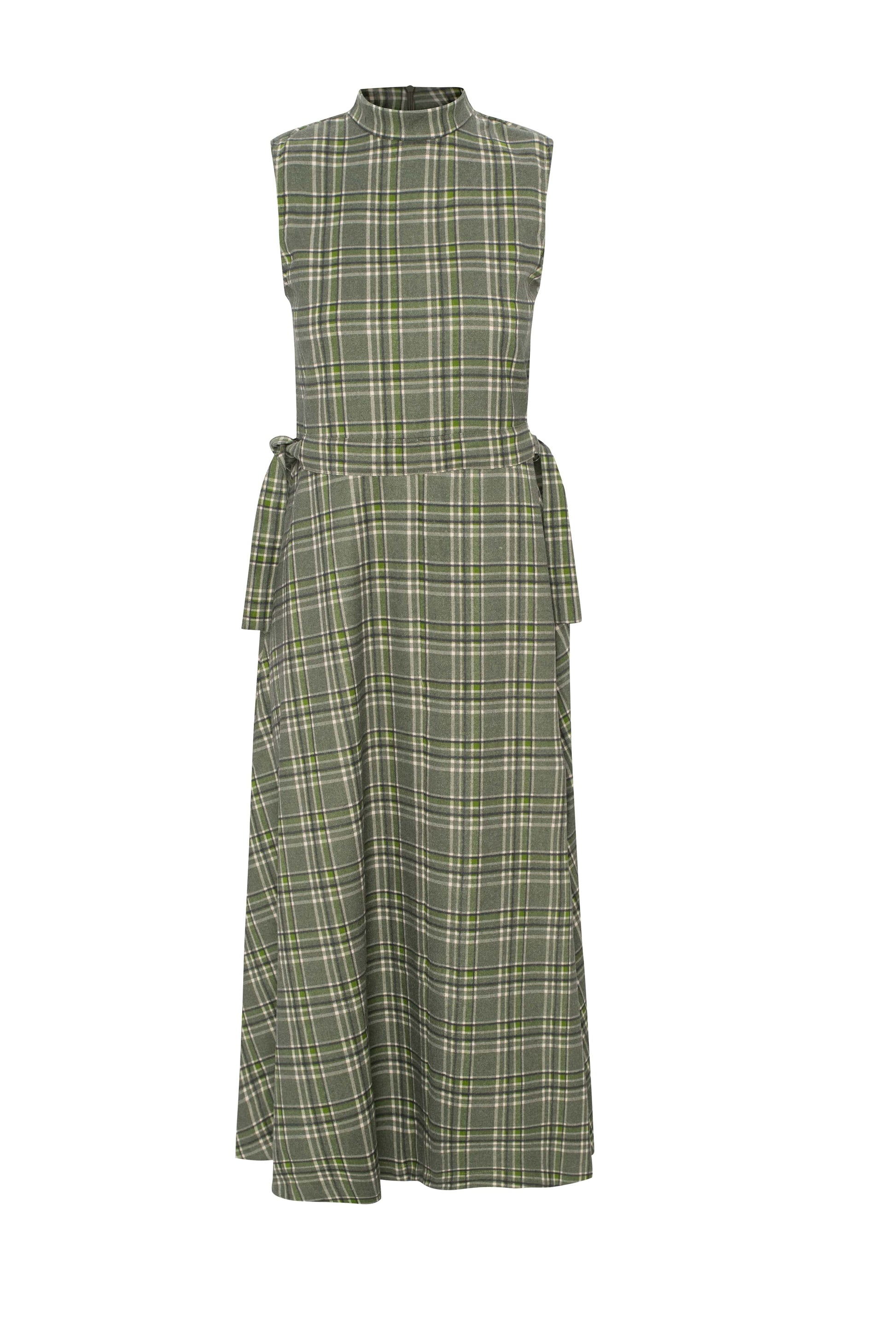 Plaid Belt Jumper Olive Plaid