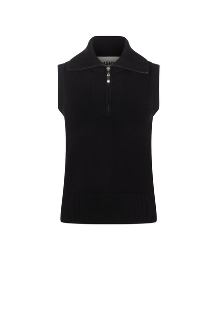 Knit Zip Vest Black