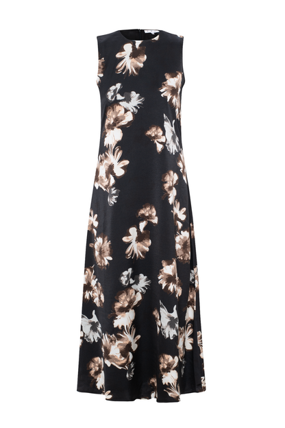 Printed Satin Maxi Jumper Black
