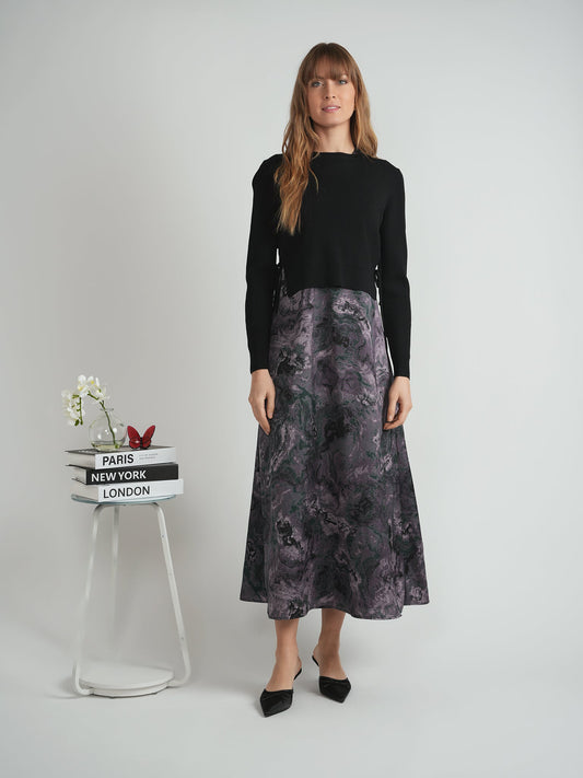 Printed Satin Maxi Jumper