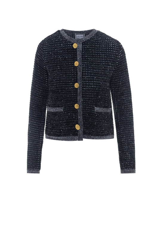 Boucle Knit Cardigan Heather Black