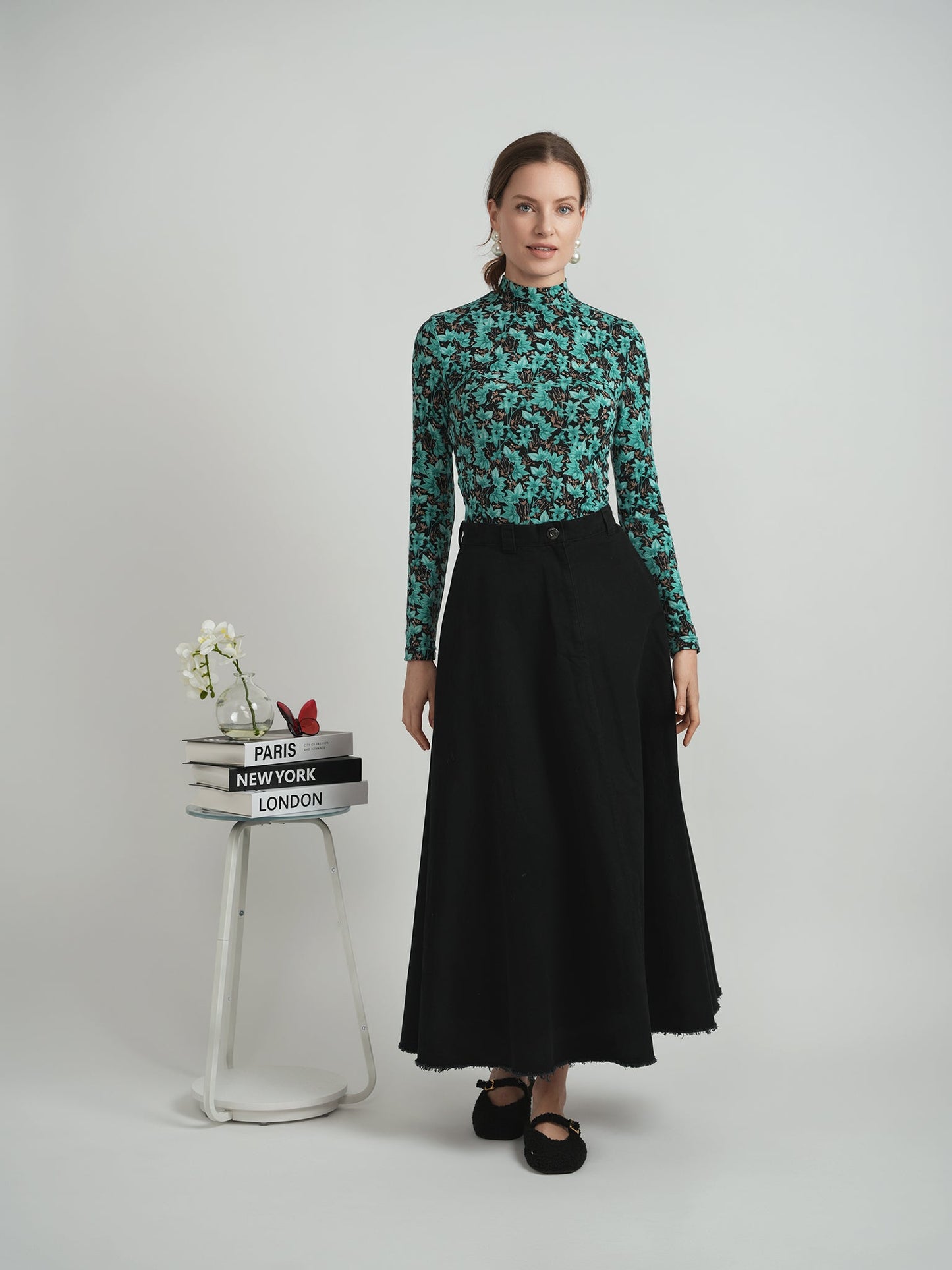 Maxi Twill A Line Skirt