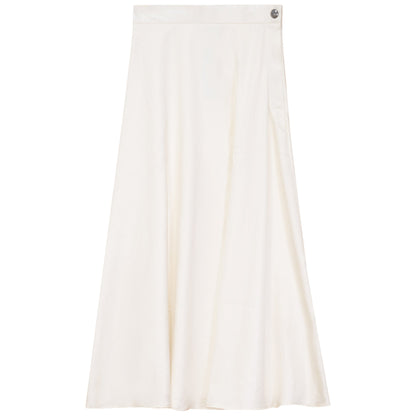 Accordion Pleated Leather Look Midi Skirt Cream
